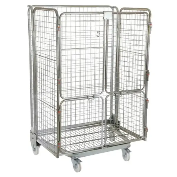 Refurbished 4 Sided Mesh A Frame Jumbo Roll Cage With Staple Doors